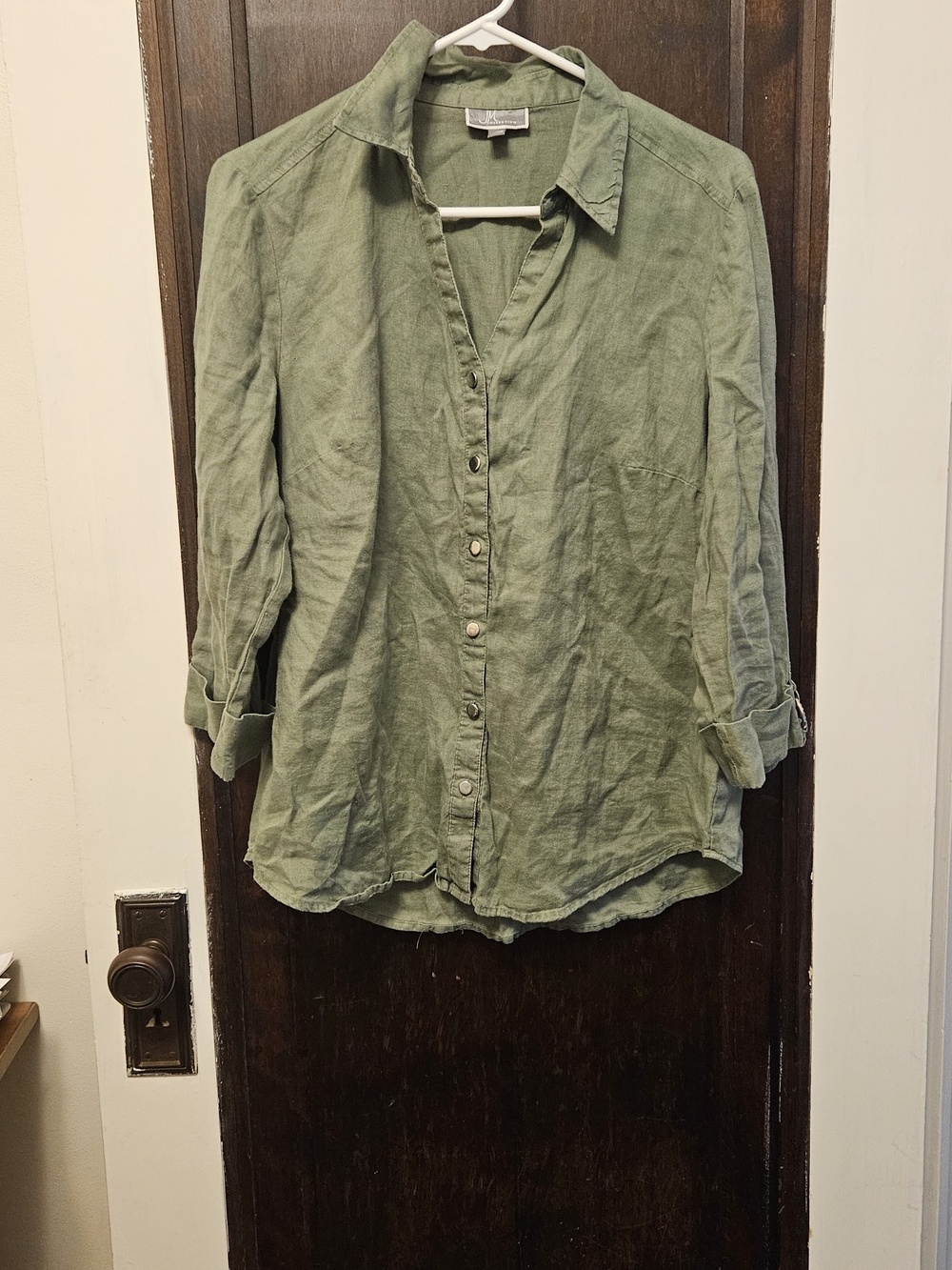 JM Collection Olive Green Button-Down Women’s Shirt